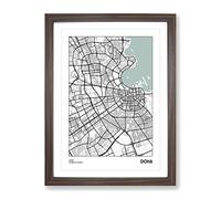 City Map Doha Qatar Modern Framed Print | A2 Walnut Framed Wall Art | Ready to Hang | Modern Map Picture | Living Room Bedroom Lounge Office