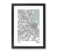 City Map Doha Qatar Modern Framed Print | A4 Black Framed Wall Art | Ready to Hang | Modern Map Picture | Living Room Bedroom Lounge Office