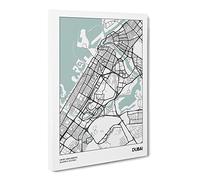 City Map Dubai Uae Canvas Print | Gallery Wrapped 30mm Frame Wall Art | 30x20 inches | Ready to Hang | Modern Maps Picture | Living Room Bedroom Lounge Office