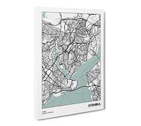 City Map Istanbul Turkey Modern Canvas Wall Art Print Ready to Hang, Framed Picture for Living Room Bedroom Home Office Décor, 30x20 Inch (76x50 cm)