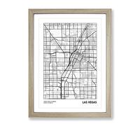 City Map Las Vegas Usa Modern Framed Print | A2 Oak Framed Wall Art | Ready to Hang | Modern Flag Picture | Living Room Bedroom Lounge Office