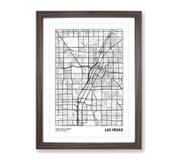 City Map Las Vegas Usa Modern Framed Print | A2 Walnut Framed Wall Art | Ready to Hang | Modern Flag Picture | Living Room Bedroom Lounge Office