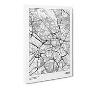 City Map Leeds Uk Modern Canvas Wall Art Print Ready to Hang, Framed Picture for Living Room Bedroom Home Office Décor, 24x16 Inch (60x40 cm)