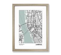 City Map Liverpool Uk Modern Framed Print | A2 Oak Framed Wall Art | Ready to Hang | Modern Map Picture | Living Room Bedroom Lounge Office