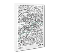 City Map London Uk Canvas Print | Gallery Wrapped 30mm Frame Wall Art | 24x16 inches | Ready to Hang | Modern Maps Picture | Living Room Bedroom Lounge Office