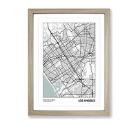 City Map Los Angeles Usa Modern Framed Print | A2 Oak Framed Wall Art | Ready to Hang | Modern Flag Picture | Living Room Bedroom Lounge Office