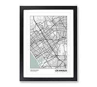 City Map Los Angeles Usa Modern Framed Wall Art Print, Ready to Hang Picture for Living Room Bedroom Home Office Décor, Black A3 (34 x 46 cm)
