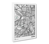City Map Madrid Spain Canvas Print | Gallery Wrapped 30mm Frame Wall Art | 20x14 inches | Ready to Hang | Modern Maps Picture | Living Room Bedroom Lounge Office