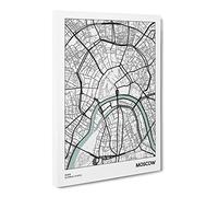 City Map Moscow Russia Canvas Print | Gallery Wrapped 30mm Frame Wall Art | 20x14 inches | Ready to Hang | Modern Maps Picture | Living Room Bedroom Lounge Office