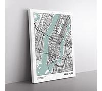 City Map New York Usa Canvas Wall Art Print 24x16 Inch