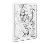 City Map Oxford Uk Canvas Print | Gallery Wrapped 30mm Frame Wall Art | 30x20 inches | Ready to Hang | Modern Maps Picture | Living Room Bedroom Lounge Office