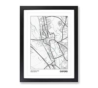 City Map Oxford Uk Modern Framed Print | A4 Black Framed Wall Art | Ready to Hang | Modern Map Picture | Living Room Bedroom Lounge Office