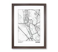 City Map Oxford Uk Modern Framed Print | A4 Walnut Framed Wall Art | Ready to Hang | Modern Map Picture | Living Room Bedroom Lounge Office