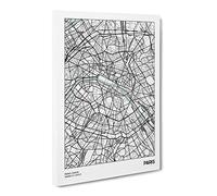 City Map Paris France Canvas Print | Gallery Wrapped 30mm Frame Wall Art | 20x14 inches | Ready to Hang | Modern Maps Picture | Living Room Bedroom Lounge Office