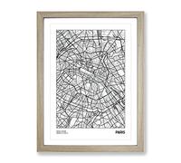 City Map Paris France Modern Framed Print | A2 Oak Framed Wall Art | Ready to Hang | Modern Map Picture | Living Room Bedroom Lounge Office