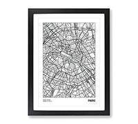 City Map Paris France Modern Framed Print | A4 Black Framed Wall Art | Ready to Hang | Modern Map Picture | Living Room Bedroom Lounge Office