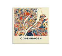 City Map Poster Copenhagen, Denmark Poster Decorative Painting Canvas Wall Posters And Art Picture Print Modern Family Bedroom Decor Posters 24x24inch(60x60cm)