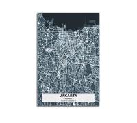 City Map Poster Jakarta Poster Decorative Painting Canvas Wall Posters And Art Picture Print Modern Family Bedroom Decor Posters 12x18inch(30x45cm)