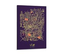 City Map Poster Tehran, Iran Poster Decorative Painting Canvas Wall Posters And Art Picture Print Modern Family Bedroom Decor Posters 20x30inch(50x75cm)