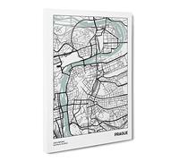 City Map Prague Czech Republic Canvas Print | Gallery Wrapped 30mm Frame Wall Art | 30x20 inches | Ready to Hang | Modern Maps Picture | Living Room Bedroom Lounge Office