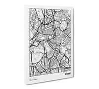 City Map Rome Italy Canvas Print | Gallery Wrapped 30mm Frame Wall Art | 20x14 inches | Ready to Hang | Modern Maps Picture | Living Room Bedroom Lounge Office