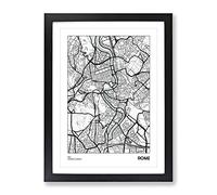 City Map Rome Italy Modern Framed Print | A4 Black Framed Wall Art | Ready to Hang | Modern Map Picture | Living Room Bedroom Lounge Office