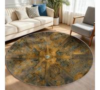 City Map Round Rug 180 cm, Yellow Industrial Street Geometric Carpet | Urban Modern Non Slip Circle Play Mat, Low Pile Washable Floor Rug for Teen Boys Room Bedroom Study Playroom Lounge