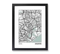 City Map Singapore Asia Modern Framed Print | A4 Black Framed Wall Art | Ready to Hang | Modern Map Picture | Living Room Bedroom Lounge Office