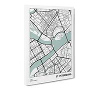 City Map St Petersburg Russia Canvas Print | Gallery Wrapped 30mm Frame Wall Art | 20x14 inches | Ready to Hang | Modern Maps Picture | Living Room Bedroom Lounge Office