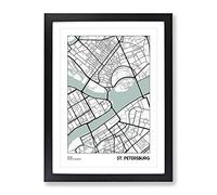 City Map St Petersburg Russia Modern Framed Print | A4 Black Framed Wall Art | Ready to Hang | Modern Map Picture | Living Room Bedroom Lounge Office
