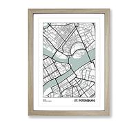 City Map St Petersburg Russia Modern Framed Print | A4 Oak Framed Wall Art | Ready to Hang | Modern Map Picture | Living Room Bedroom Lounge Office