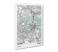 City Map Sydney Australia Canvas Print | Gallery Wrapped 30mm Frame Wall Art | 24x16 inches | Ready to Hang | Modern Maps Picture | Living Room Bedroom Lounge Office