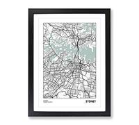 City Map Sydney Australia Modern Framed Print | A3 Black Framed Wall Art | Ready to Hang | Modern Map Picture | Living Room Bedroom Lounge Office