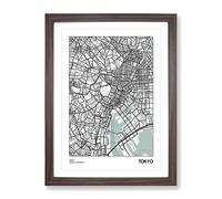 City Map Tokyo Japan Modern Framed Print | A2 Walnut Framed Wall Art | Ready to Hang | Modern Map Picture | Living Room Bedroom Lounge Office