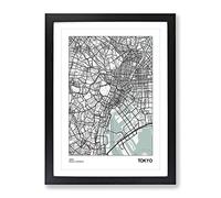 City Map Tokyo Japan Modern Framed Print | A4 Black Framed Wall Art | Ready to Hang | Modern Map Picture | Living Room Bedroom Lounge Office