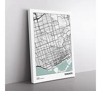 City Map Toronto Canada Modern Canvas Wall Art Print Ready to Hang, Framed Picture for Living Room Bedroom Home Office Décor, 76x50 cm (30x20 Inch)