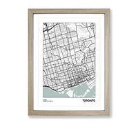 City Map Toronto Canada Modern Framed Wall Art Print, Ready to Hang Picture for Living Room Bedroom Home Office Décor, Oak A2 (64 x 46 cm)