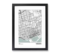 City Map Toronto Canada Modern Framed Wall Art Print, Ready to Hang Picture for Living Room Bedroom Home Office Décor, Black A4 (34 x 25 cm)