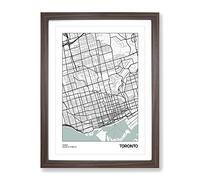 City Map Toronto Canada Modern Framed Wall Art Print, Ready to Hang Picture for Living Room Bedroom Home Office Décor, Walnut A4 (34 x 25 cm)