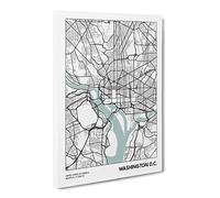 City Map Washington Dc Usa Modern Canvas Wall Art Print Ready to Hang, Framed Picture for Living Room Bedroom Home Office Décor, 20x14 Inch (50x35 cm)