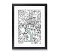City Map Washington Dc Usa Modern Framed Print | A2 Black Framed Wall Art | Ready to Hang | Modern Flag Picture | Living Room Bedroom Lounge Office