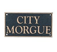 City Morgue Cast Iron Sign Plaque Door Wall House Gate Mortuary Funeral Home