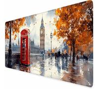 City Mouse Mat 32 x 16 x 0.12 inch Autumn Gaming Mouse Pad, Large Mousepad with Non-Slip Rubber Base, Office Accessories with Stitched Edge, Washable Mousepad for Laptop, Office, Room Decor -XZ42Z