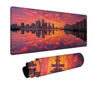 City Mouse Mat Landscape Mousepad with Stitched Edges as Desk Mat Improved Pecision and Speed, Mouse Pad as Desk Accessories for Home Laptop Wireless Keyboard Table Autumn Decorations 12”x24” DBYH5534