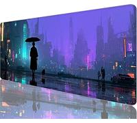 City Mouse Pad,700x300x3mm Mouse Mat Rain Desk Mat Large, Soft Smooth Surface with Anti-Slip Rubber Base Mousepad Waterproof, Durable, Extended Length Desk Pad for Gaming Christmas Decorations N1-199