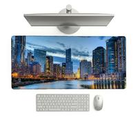 City Mouse Pad 800 x 300 x 3 mm Extended Large Mouse Mat, Keyboard Mousemat, Desk Mat Workspace Decor with Anti-Slip Base & Anti-Fray Edges, Waterproof Desk Accessories for Work (Night View) L-x1069