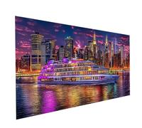 City Night Scene Diamond Art Kits Adults, Cruise Ship Diamond Painting Kit, Full Drill Paint by Numbers for Adults 32 x 64Inch, Crystal Art Rhinestones Embroidery Cross Stitch Artwork Model-13575