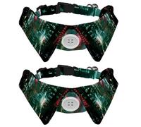 City Night Views Dog Collar for Medium Dogs Puppies, 2 Pieces Bowtie Dog Collar, Comfortable Velvet Cat Pet Bowtie with Bell