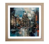 City of Belfast Abstract Expressionism Framed Print | 18x18 Inch Oak Framed Wall Art | Ready to Hang | Eclectic Cityscape Picture | Living Room Bedroom Lounge Office