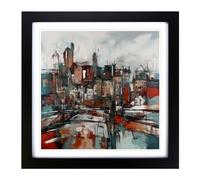 City of Belfast Abstract Expressionism No.3 Framed Print | 18x18 Inch Black Framed Wall Art | Ready to Hang | Eclectic Cityscape Picture | Living Room Bedroom Lounge Office